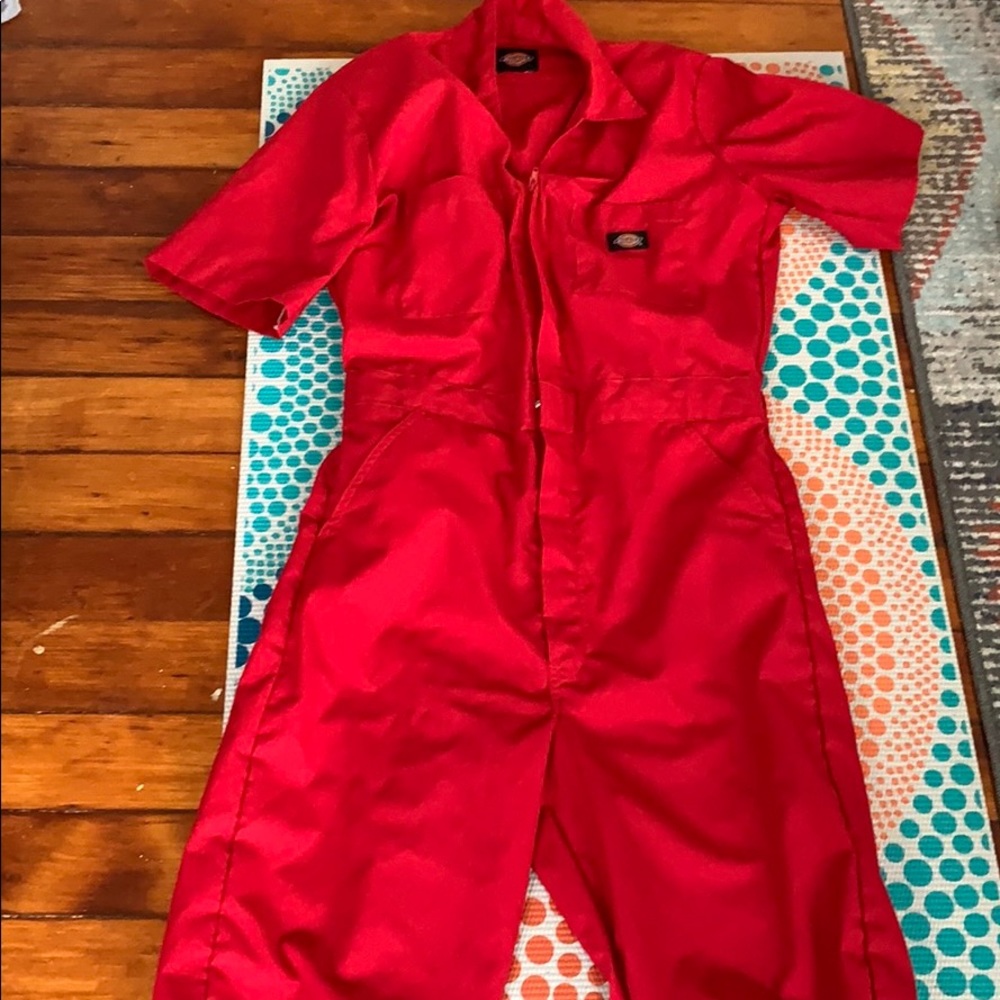 Dickies short sleeve coverall jumpsuit red